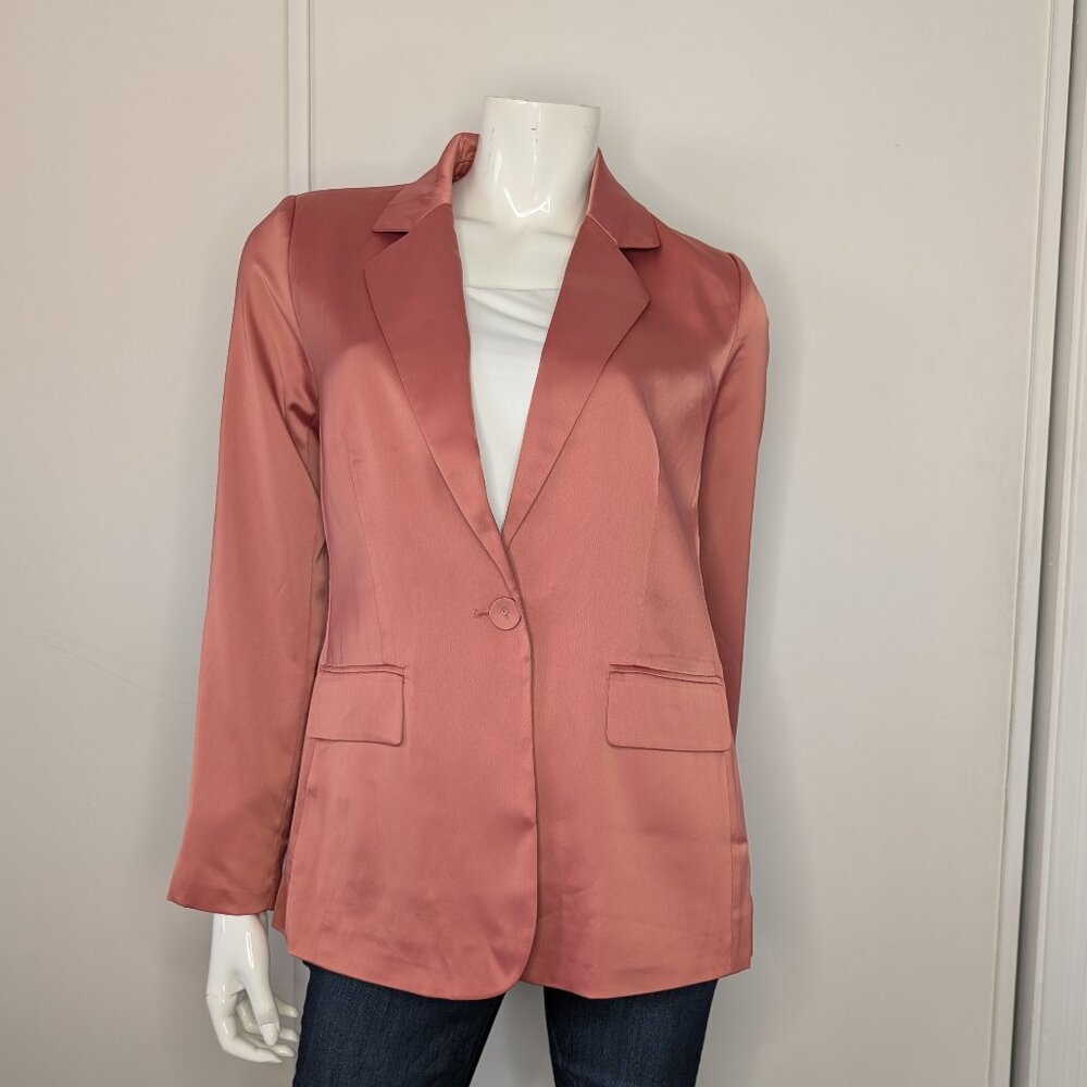 MARLED Pink Quartz Satin Blazer Single Breasted Center Button NWT Dinner Jacket